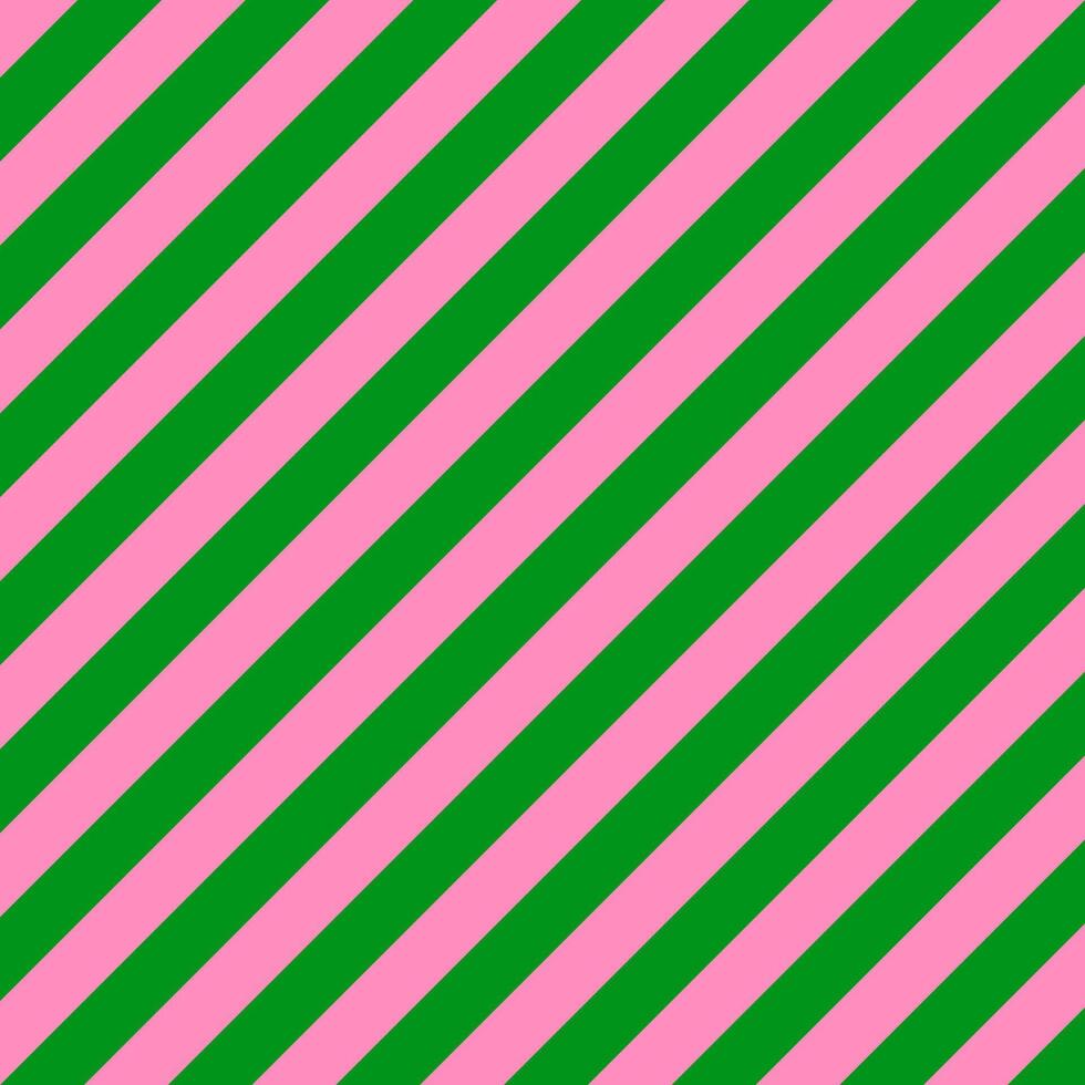 Diagonal striped pattern with alternating pink and green lines. vector