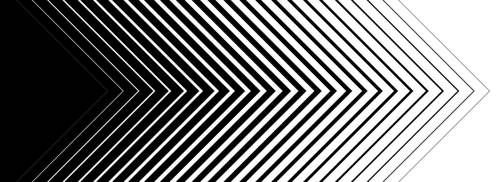 Thin to thick line arrow background. Repeating triangle gradation pattern backdrop. Fading halftone stripe gradient texture. Black speed lines concept for overlay, print, cover, banner, poster. vector