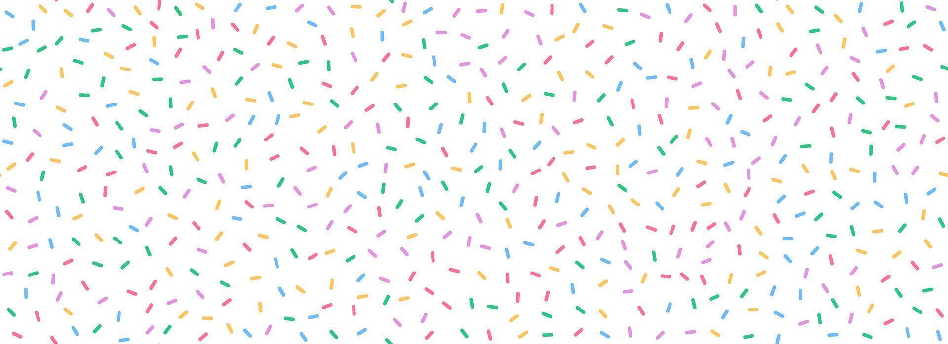 Donut sprinkles seamless pattern. Colorful candy cream background. Cake glaze icing overlay for decorative banner, poster, template. Cupcake or ice cream topping texture. vector