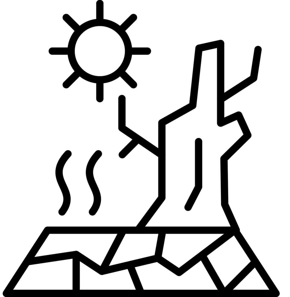 Drought climate outline style vector