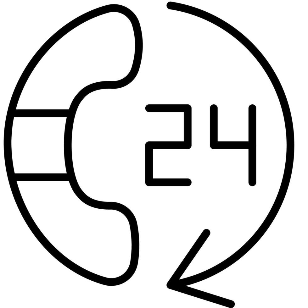 24 Hour Customer Service outline style vector