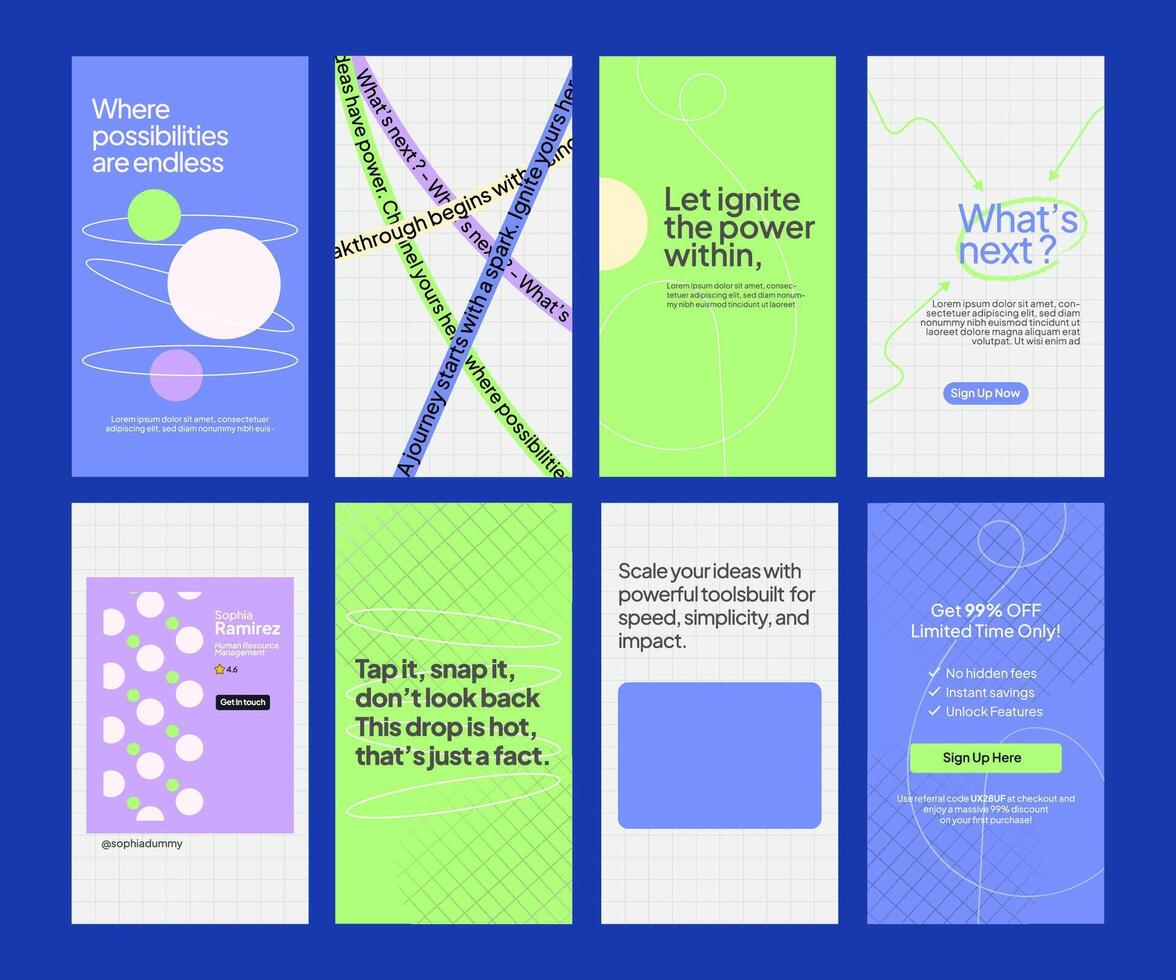 Modern Minimalist Instagram Stories Banner Posters Editable Kit Template vector