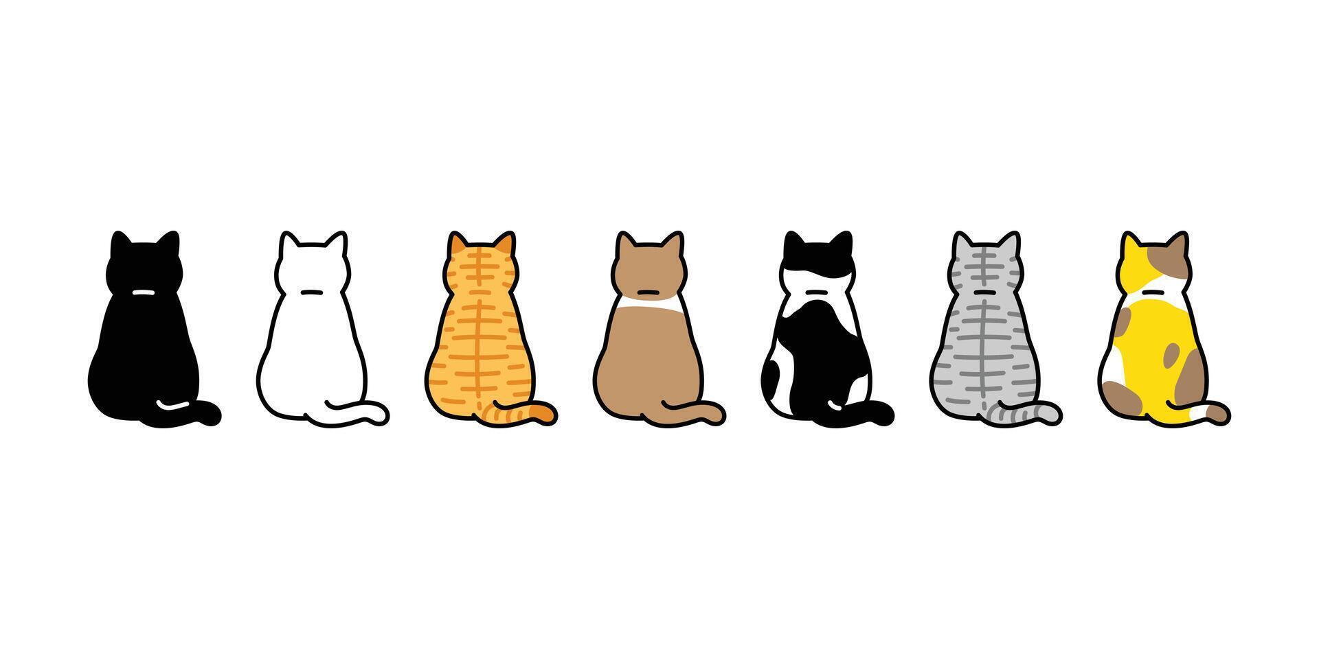 cat kitten icon back cartoon character pet doodle illustration symbol isolated design vector