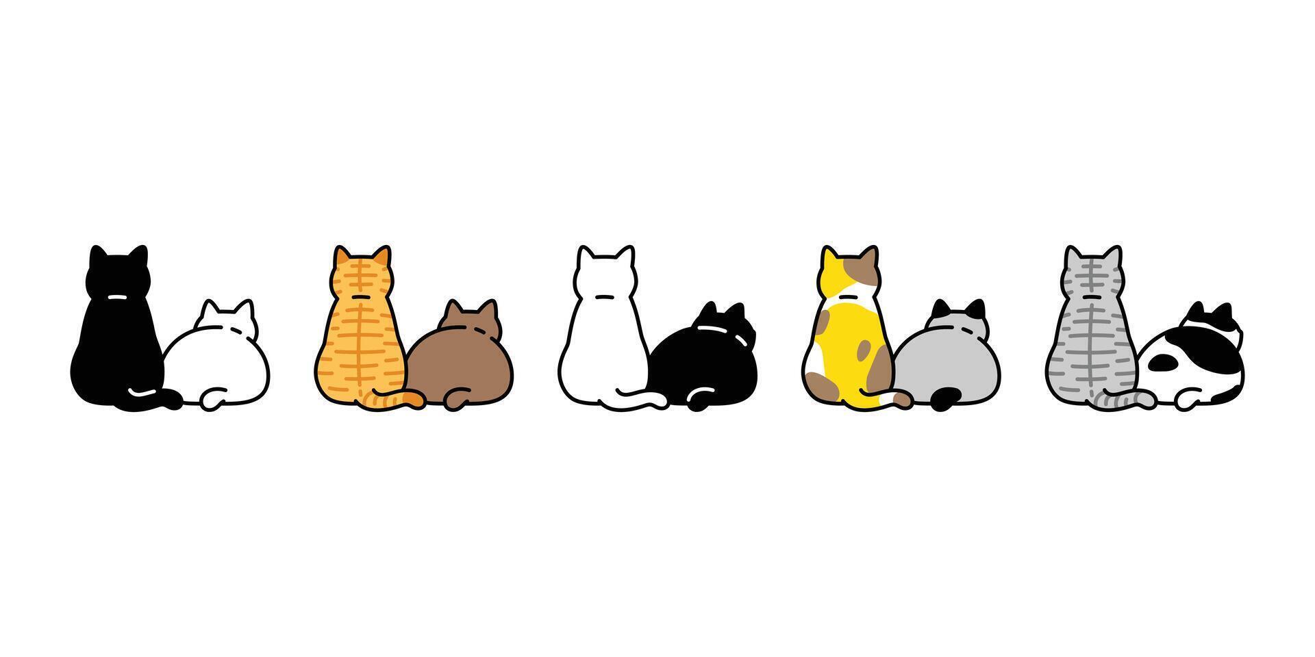cat kitten icon back cartoon character pet doodle illustration animal symbol isolated design vector