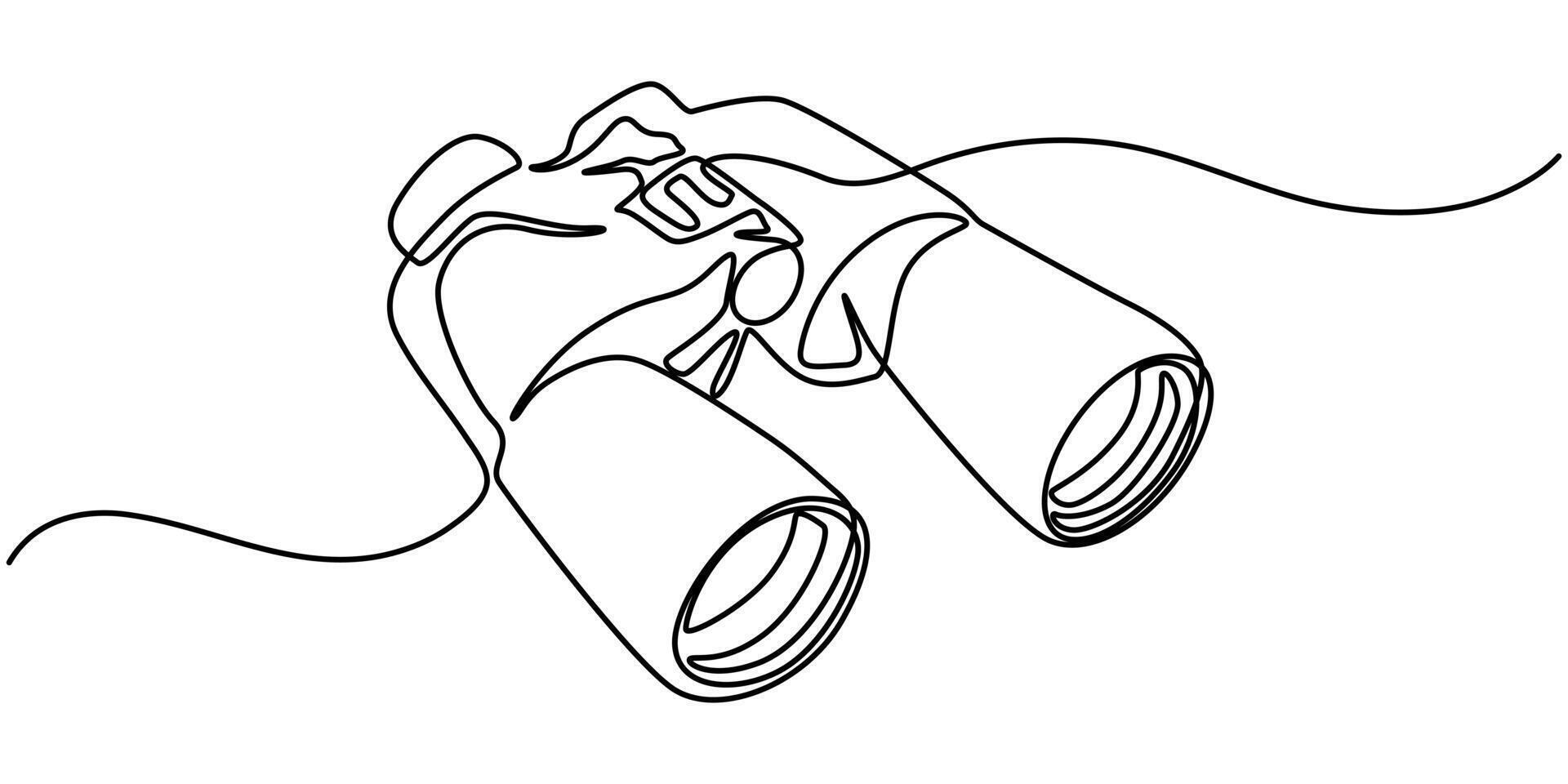 Continuous one line drawing of binoculars minimalist best use for logo vector