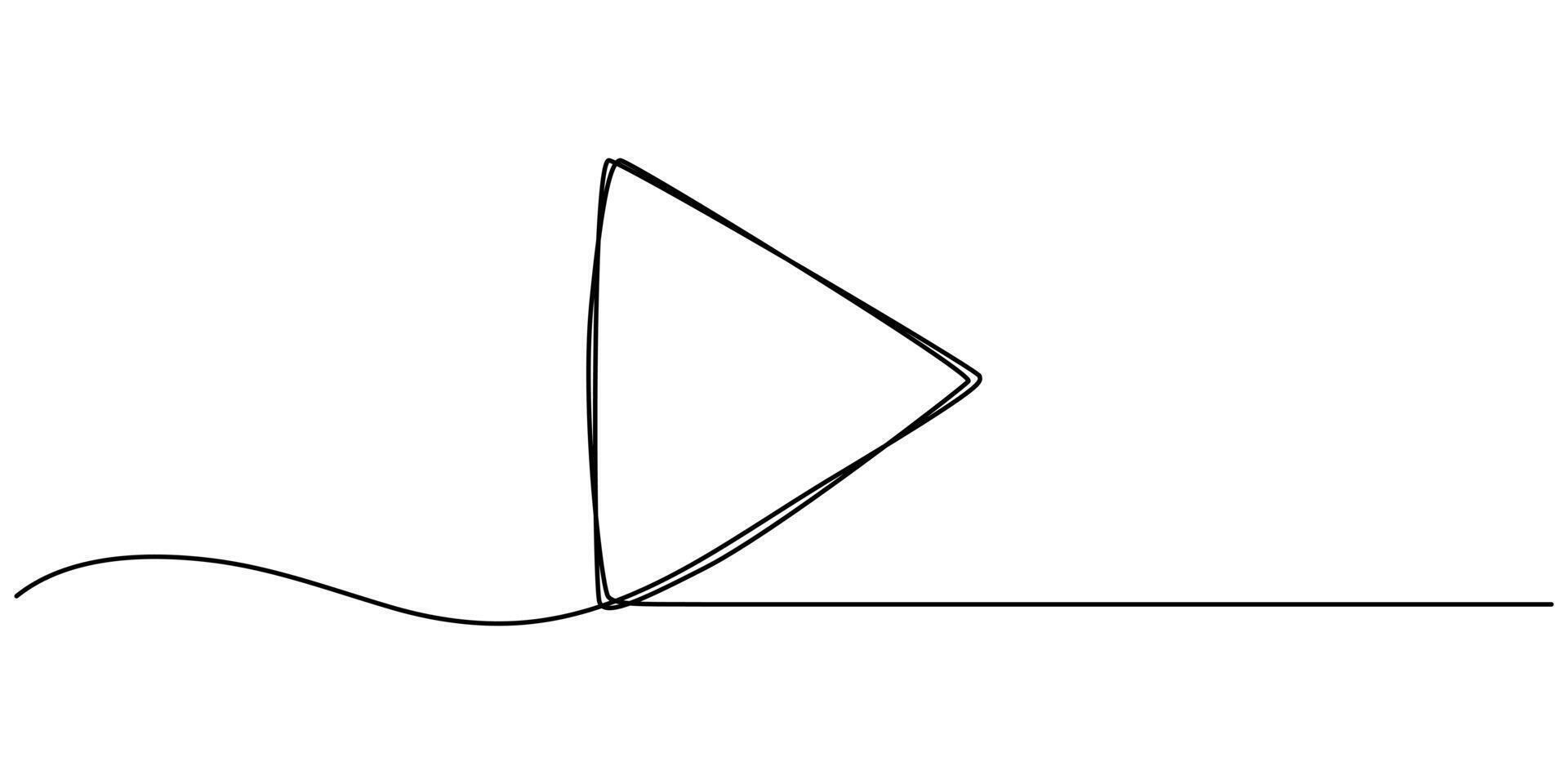 start play button continuous one line drawing vector