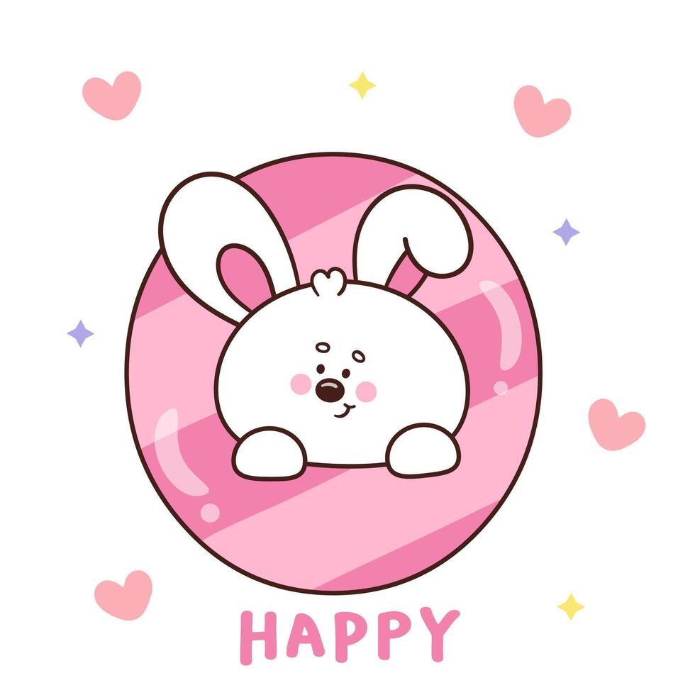 Cute bunny number 0 rabbit happy birthday party vector