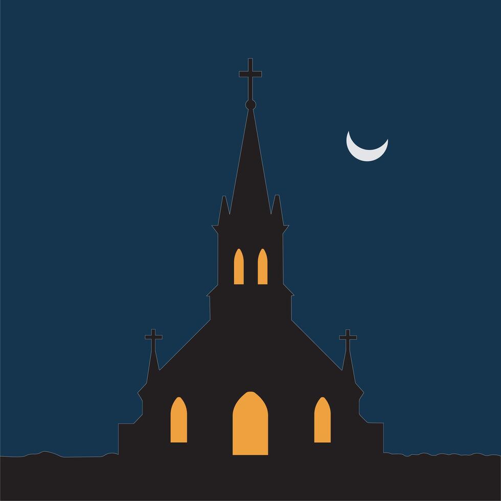 church in night vector