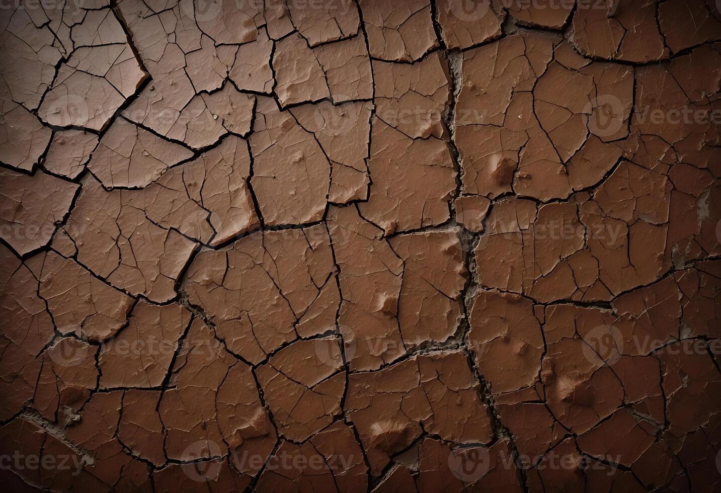 Abstract weathered surface displaying an intricate web of fracture lines photo