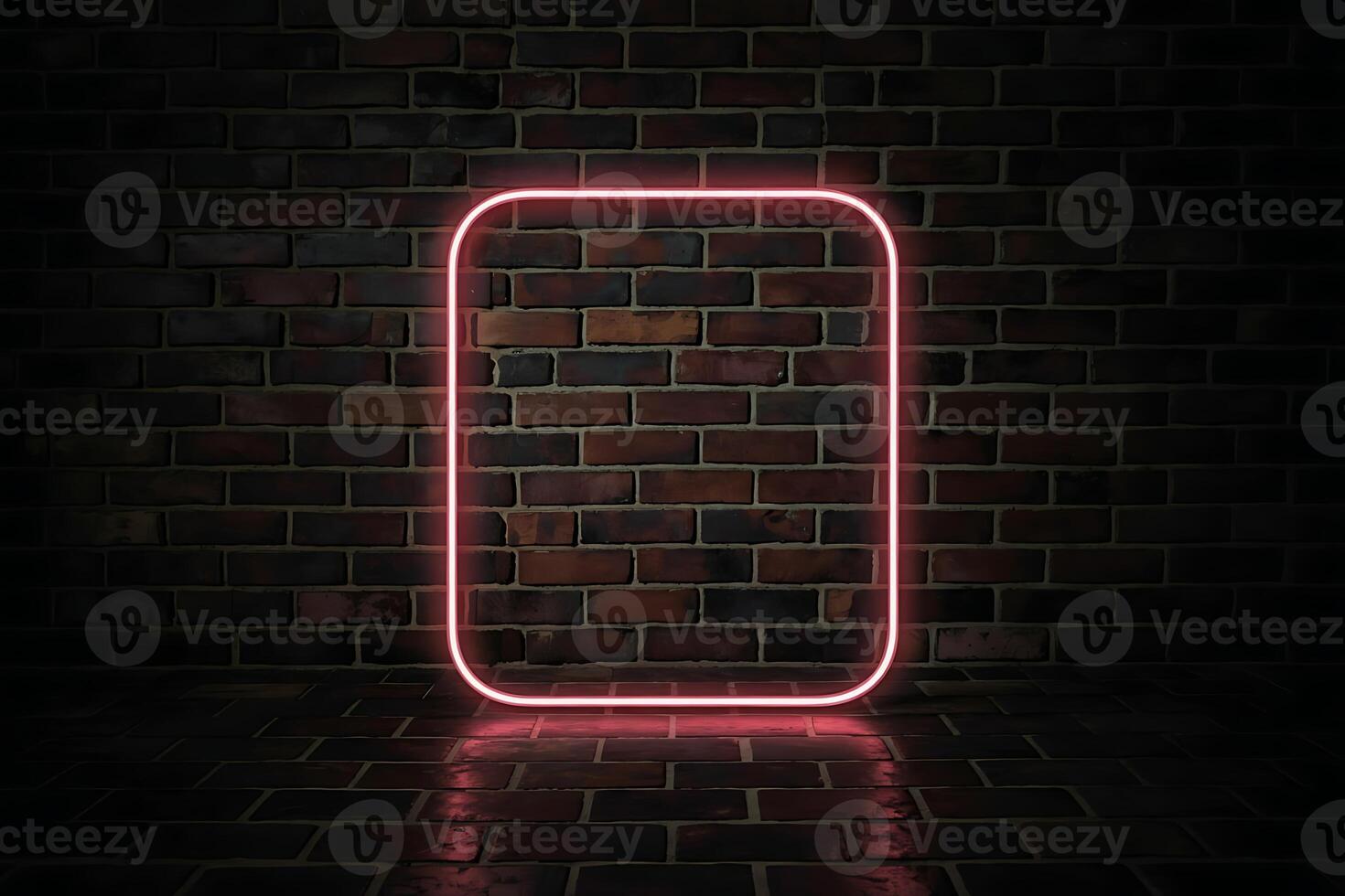Illuminated portal Radiant rectangle against textured brickwork in shadow photo