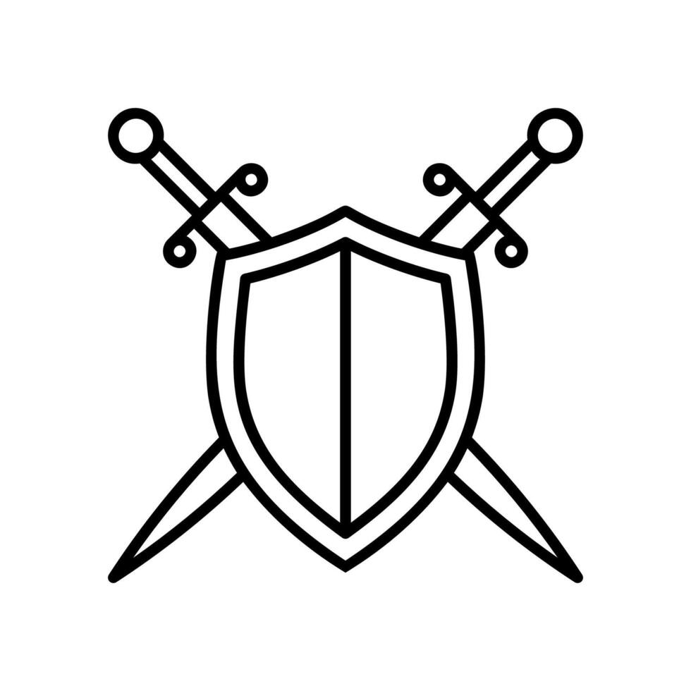 Shield and sword icon for defense and war vector