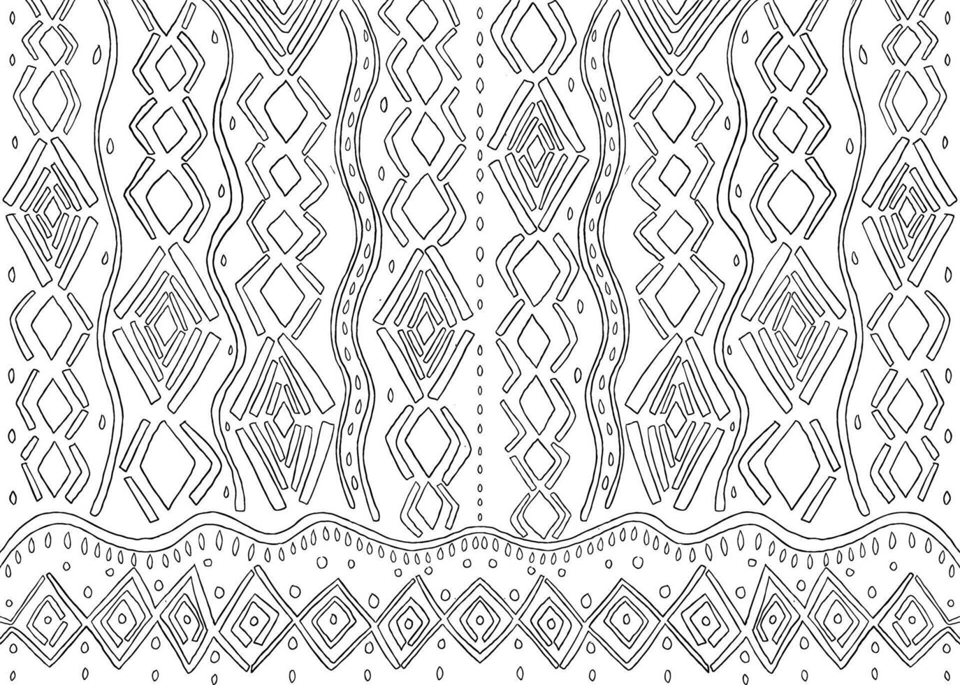 traditional hand-drawn fabric pattern sketch with intricate details, perfect for textile designs, fashion, or decorative projects. vector