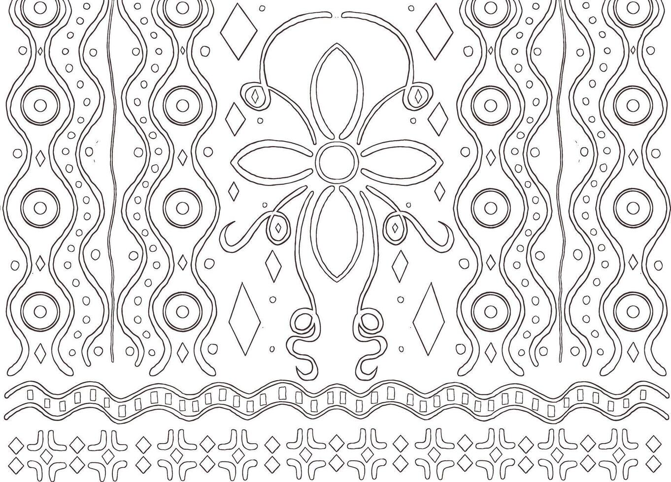 unique hand-drawn fabric pattern sketch with intricate details, perfect for textile designs, fashion, or decorative projects. vector