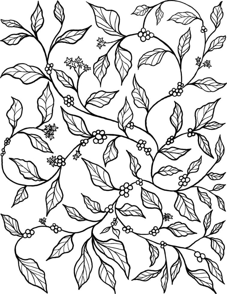 coffee plant vines fabric pattern illustration vector
