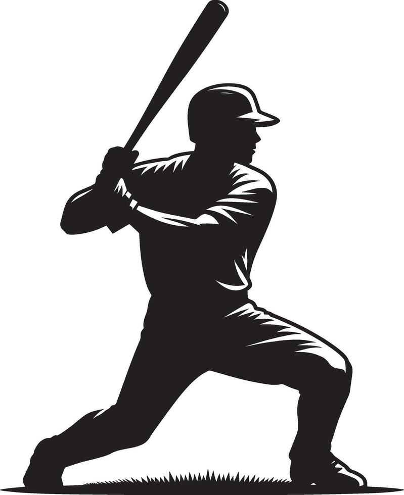 Baseball player silhouette silhouette on white background vector