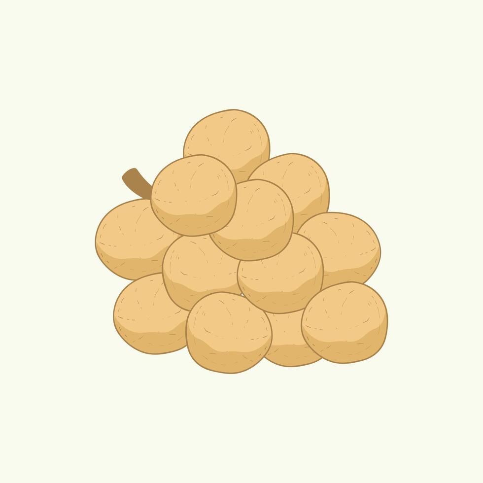 Duku Fruit Flat Design Cartoon Icon Illustration vector