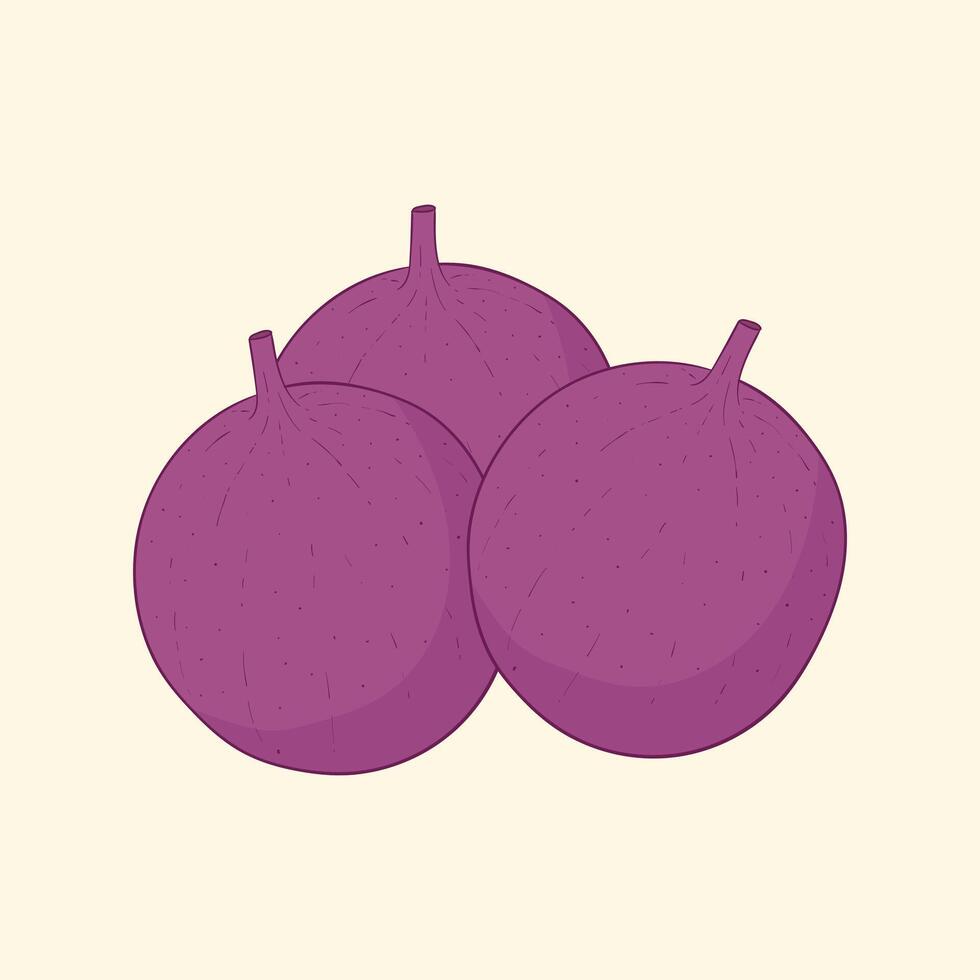 Passion fruit flat design cartoon icon illustration vector