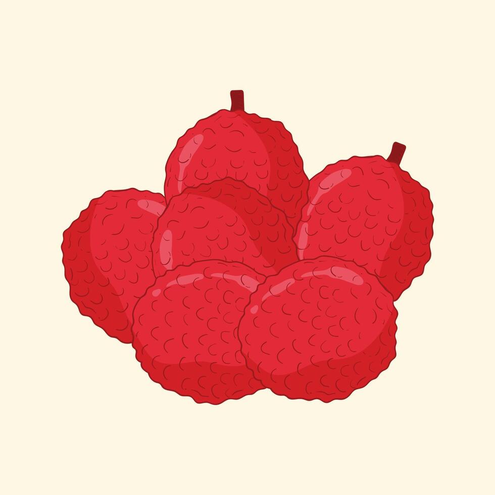 Lychee fruit flat design cartoon icon illustration vector
