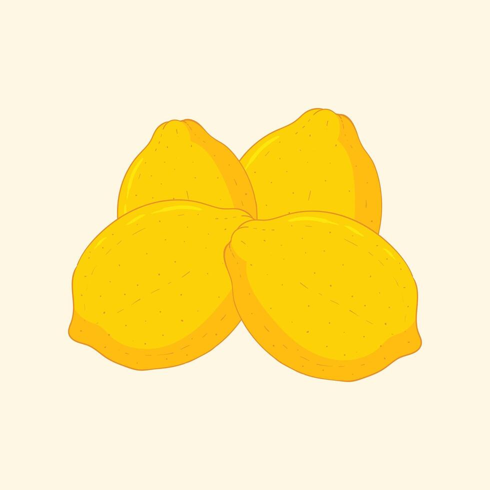 Lemon fruit flat design cartoon icon illustration vector