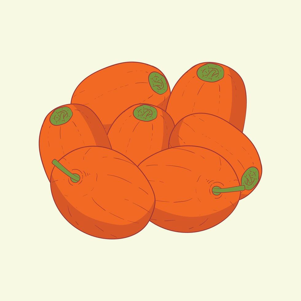 Jujube Fruit Flat Design Cartoon Icon Illustration vector