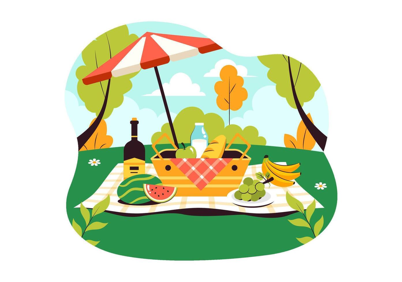Happy Picnic Day Illustration with Flat Cartoon Background vector
