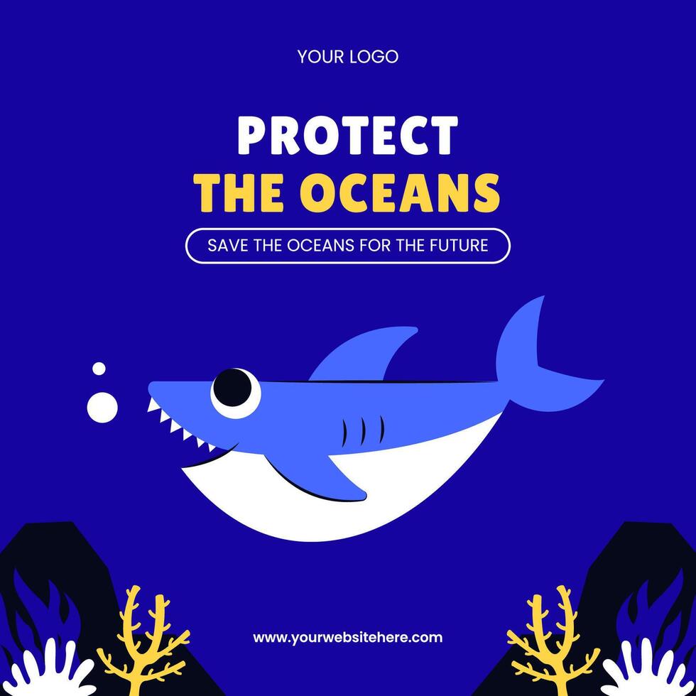 Ocean Protection Day for Social Media with Hand-Drawn Elements Illustration vector