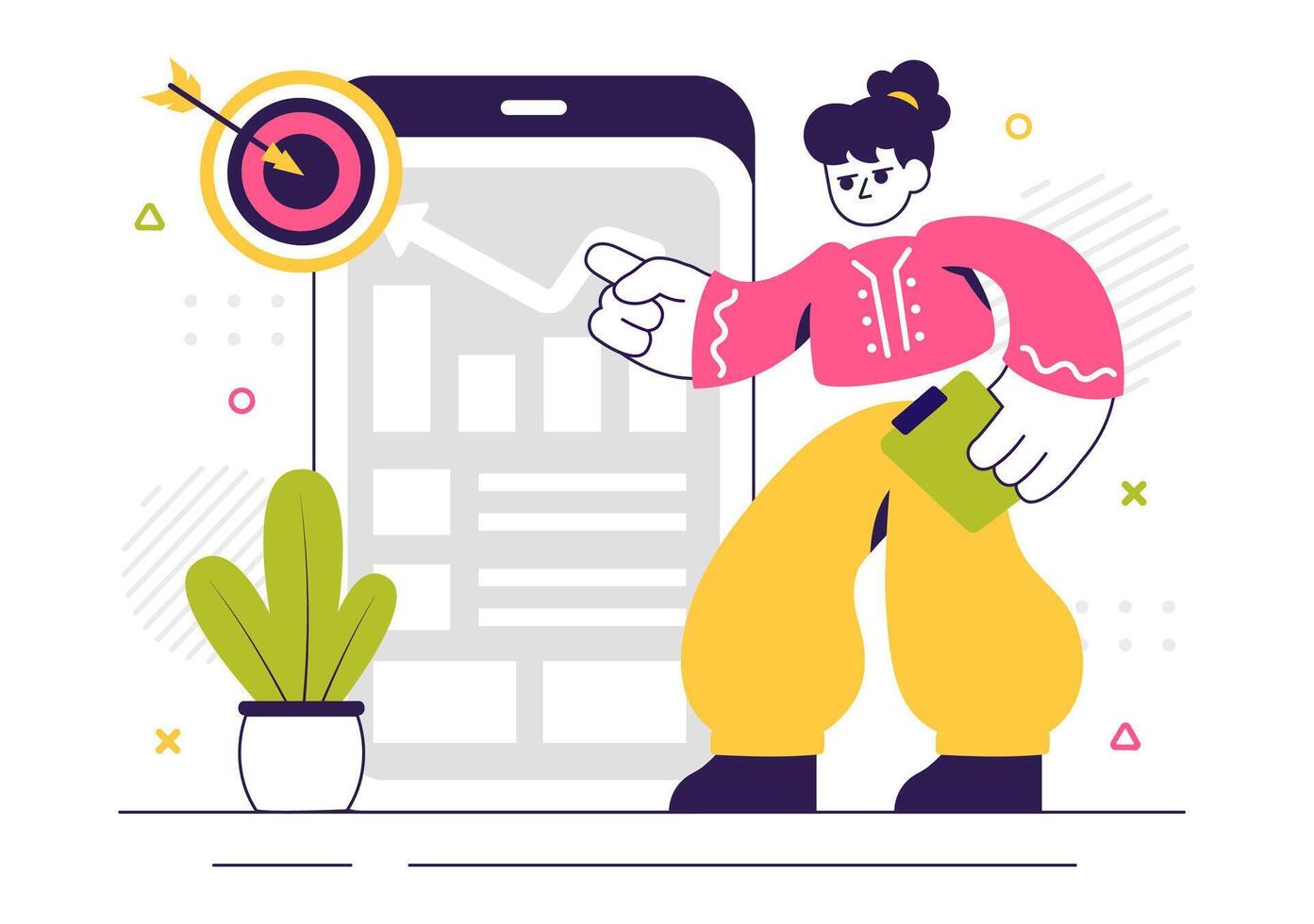 Flat Style ERP Illustration Showing Business Process Optimization vector