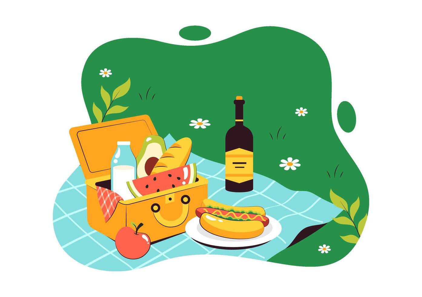 Summer Picnic with Family in the Park for International Celebration vector