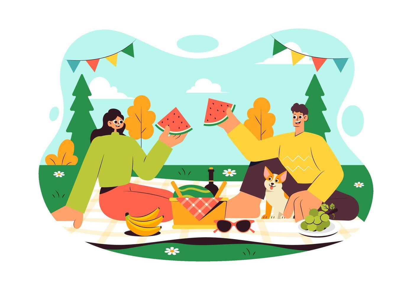 Family Picnic in the Park Illustration for International Picnic Day vector