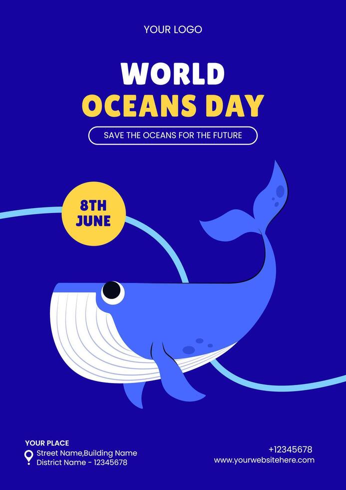 Save the Ocean Flat Design Template for Social Media Flyer Campaign vector