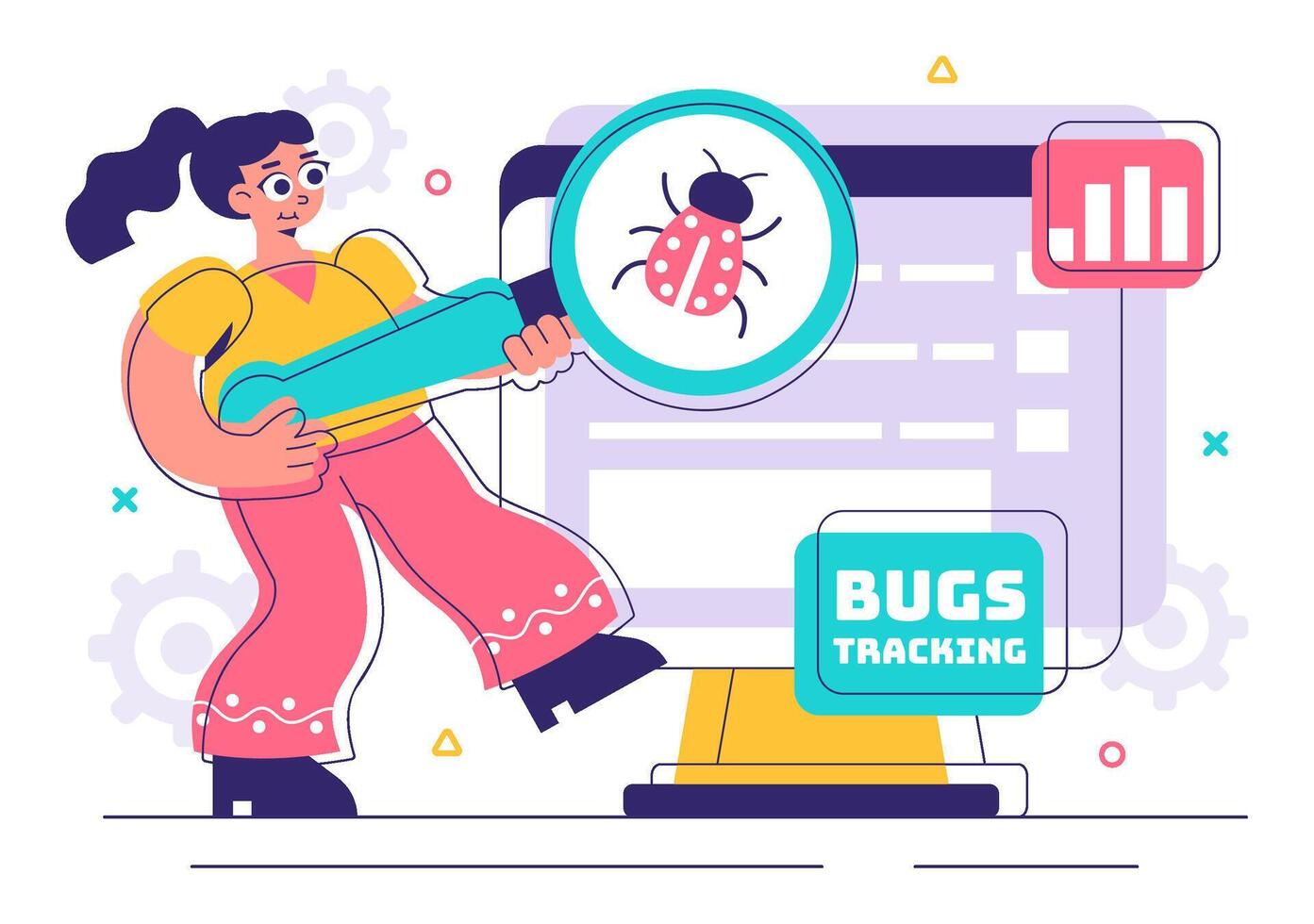 Virus Tracking and Protection Illustration in Flat Style vector