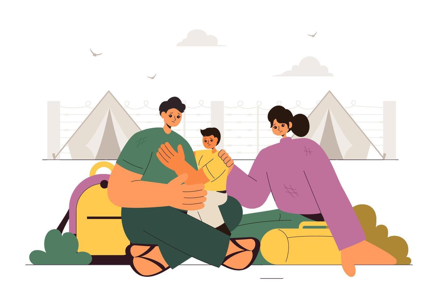 Family Migration Concept on World Refugee Day Background vector