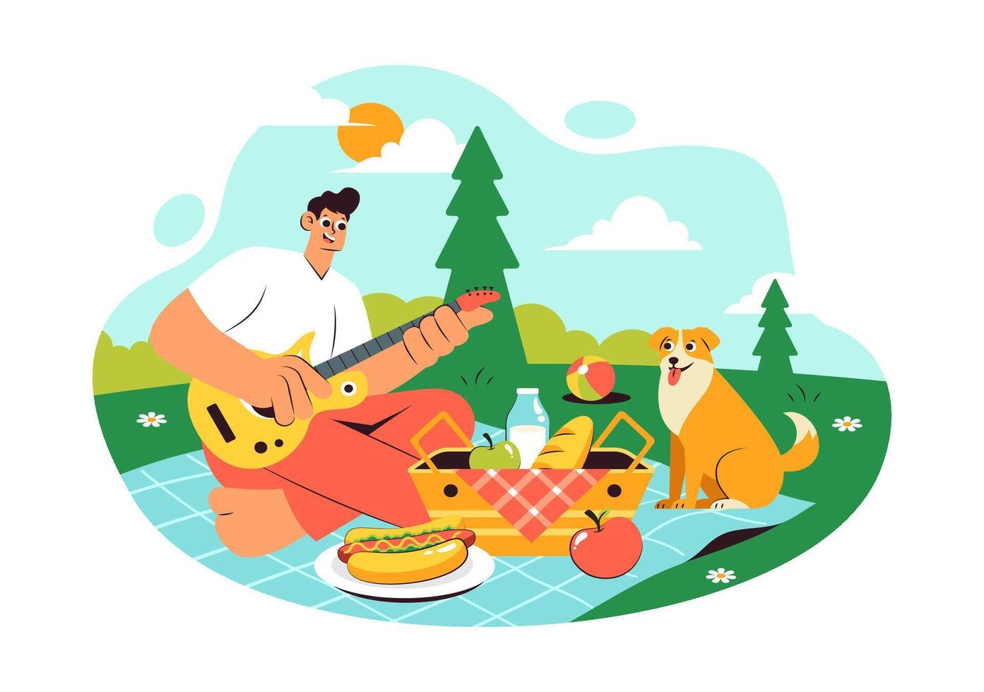 International Picnic Day Scene with Family and Summer Vibes vector