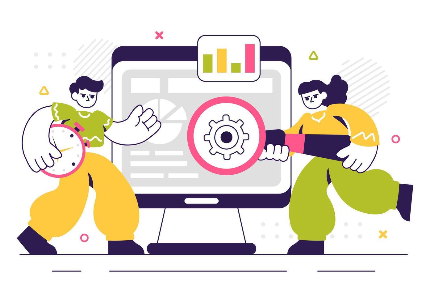 ERP Software Illustration with Business Integration and Operational Efficiency vector