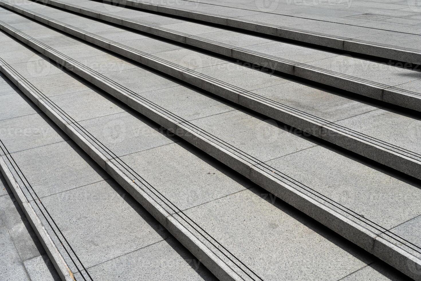 Granite Staircase Perspective. Modern Minimalist Urban Steps. Background and Copy space. photo