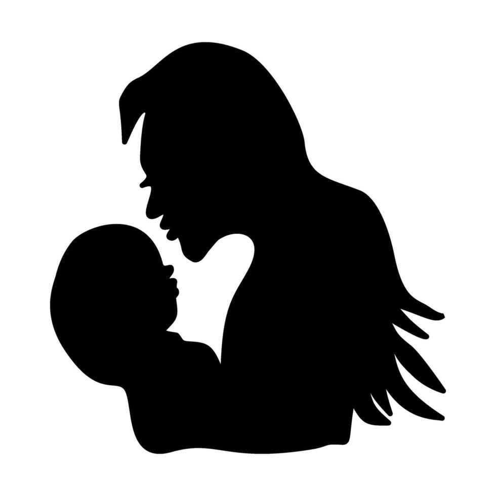 Mothers Day Silhouette Illustration Black vector