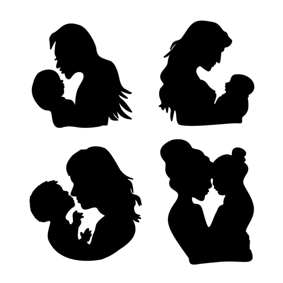 Mothers Day Silhouette Illustration Bundles vector
