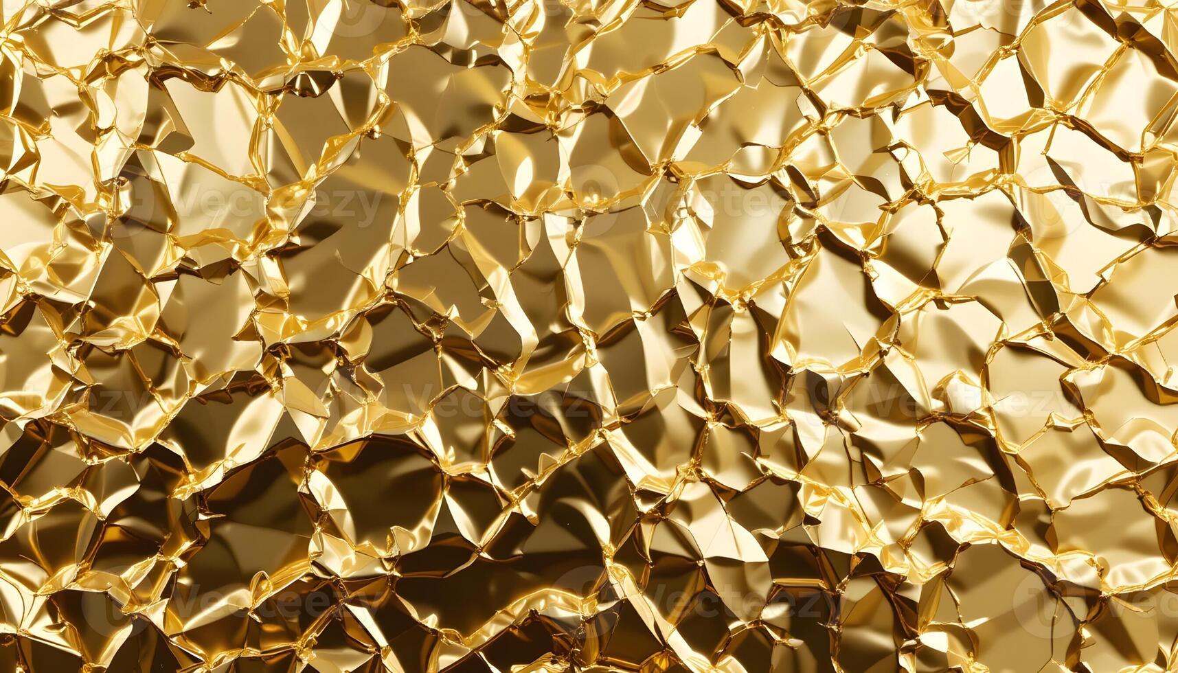 Abstract Golden Texture Crinkled Foil Background Rich Metallic Surface Luxurious Golden Hues Shiny and Gleaming Wrinkles photo