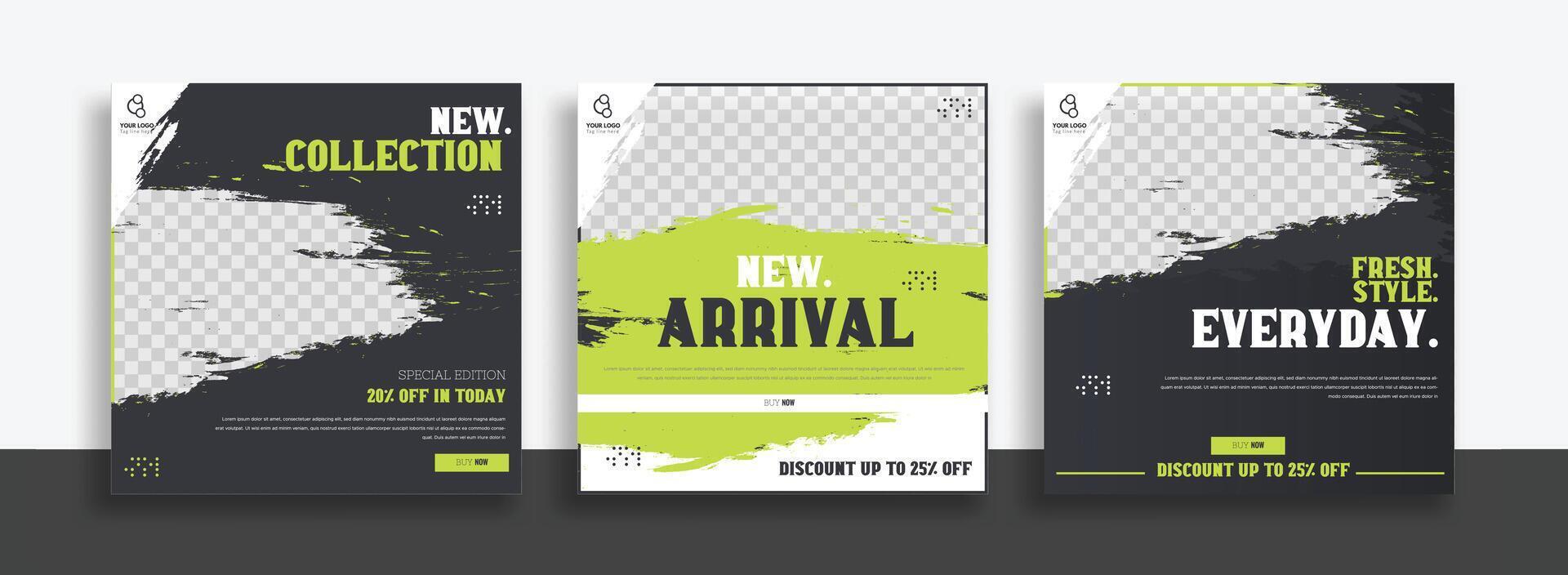 Minimalist Creative new arrival social media post template design. vector