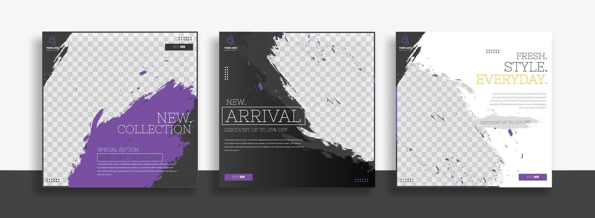 Creative new arrival social media post template design. vector