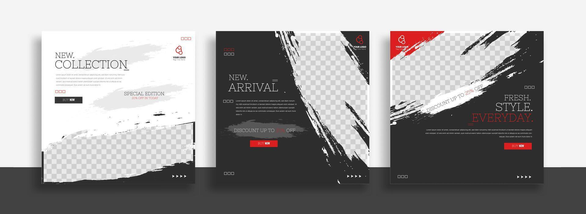 Creative new arrival and collection social media post template design. vector