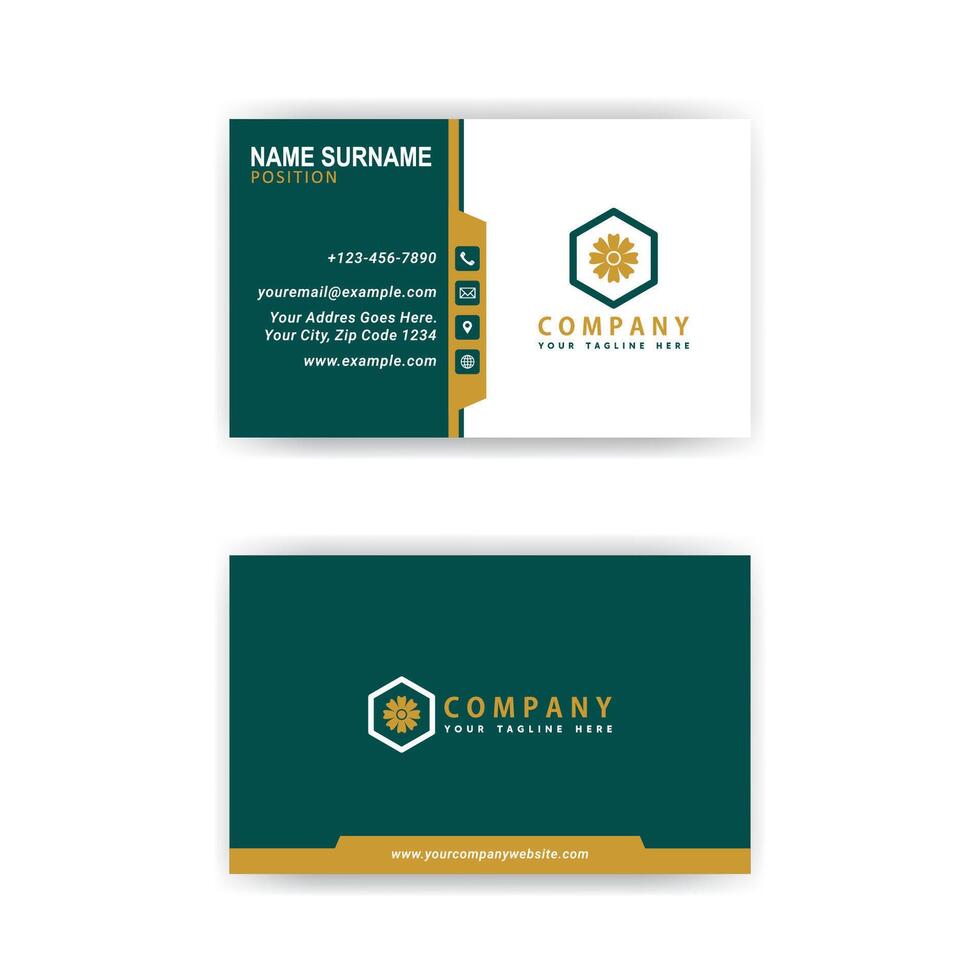 Creative Green and White Modern Bussiness Card For Company. Simple Clean Design Template. vector