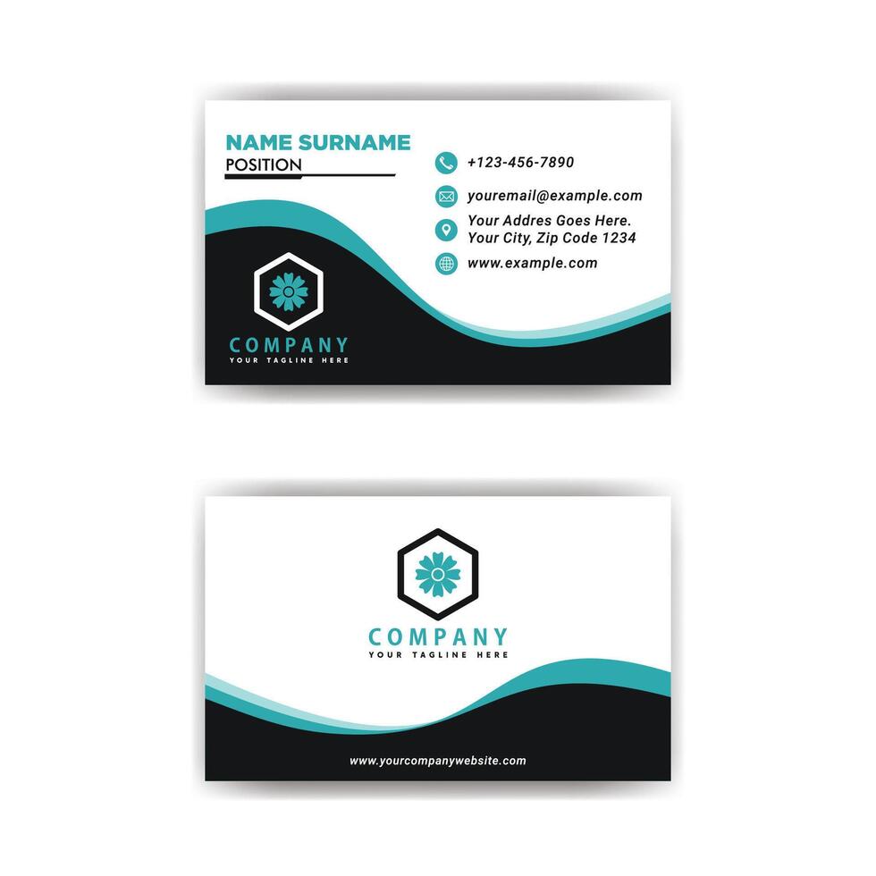 Creative Blue and Black Clean Modern Bussiness Card For Company. Simple Clean Design Template. vector