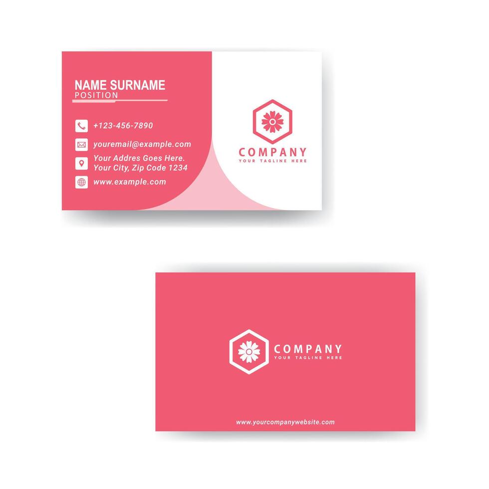 Creative Pink Modern Bussiness Card For Company. Simple Clean Design Template vector