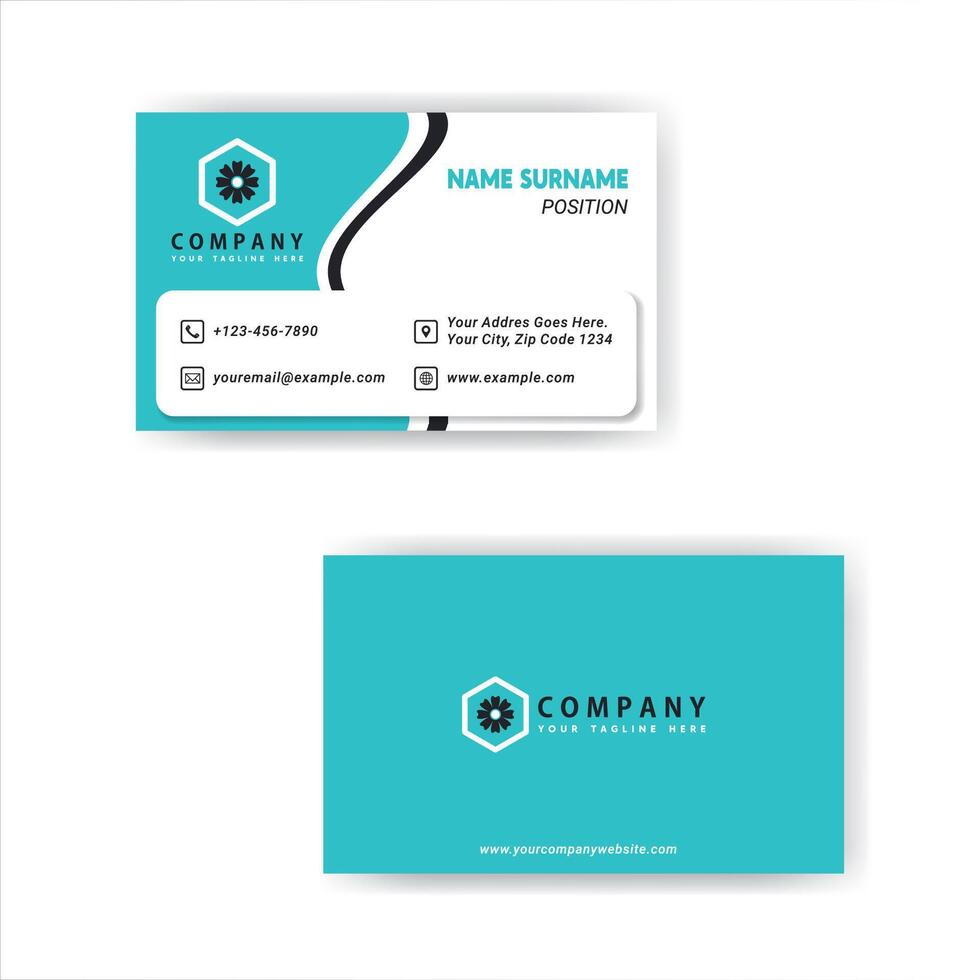 Creative Blue and Clean Modern Bussiness Card For Company. Simple Clean Design Template. vector