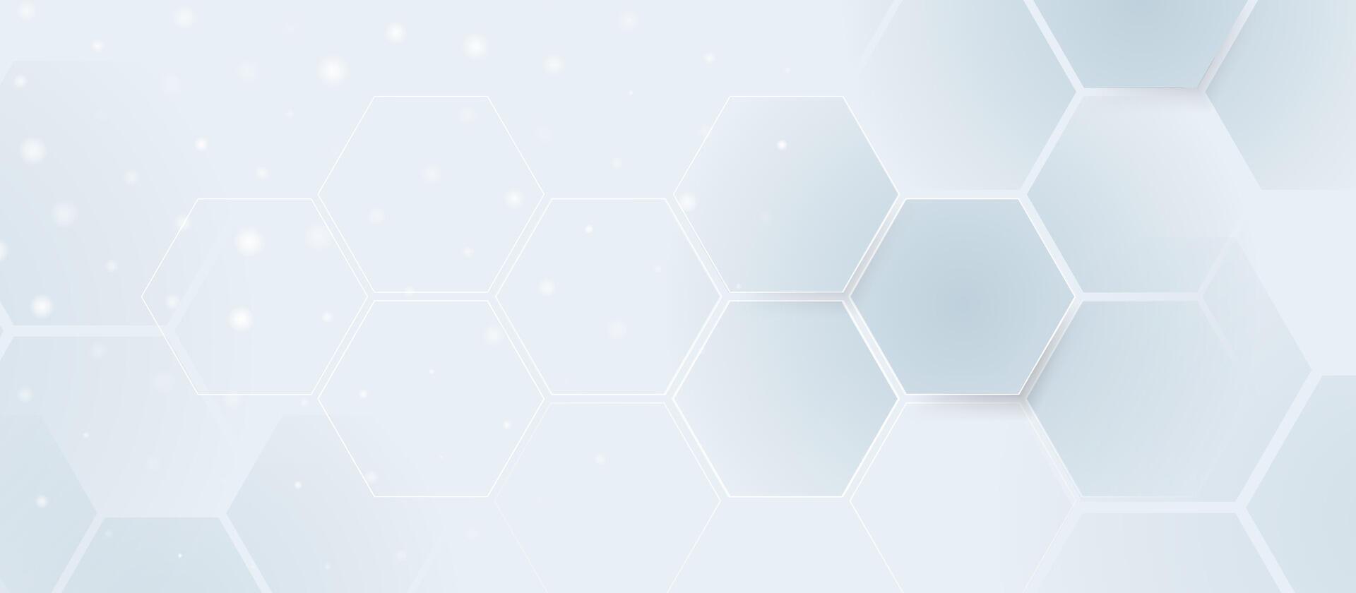 White Hexagonal Medical Background with Soft Light and Bokeh Particles vector