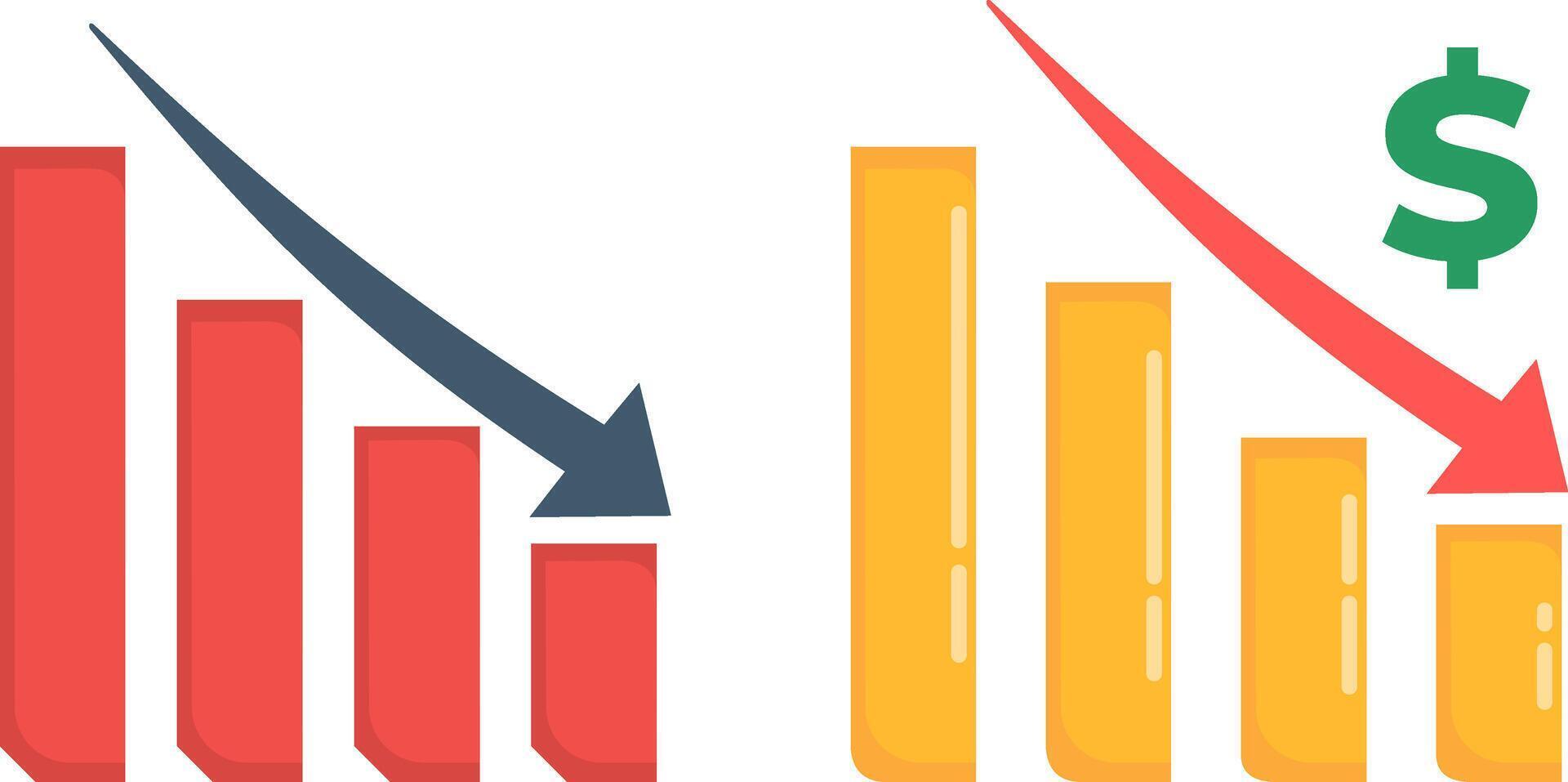 Economic Downturn Chart with Decreasing Bars and Dollar Sign vector