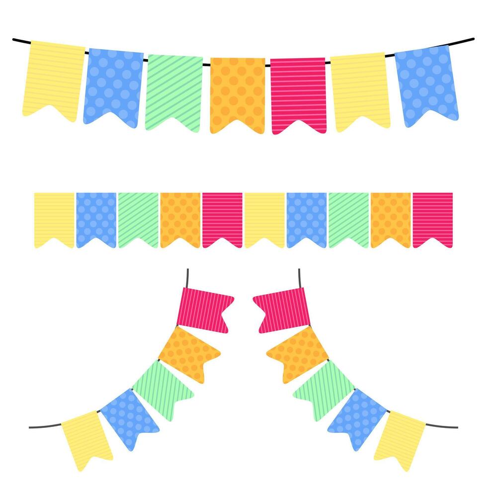 Hanging Rectangle Garland on White Backdrop vector