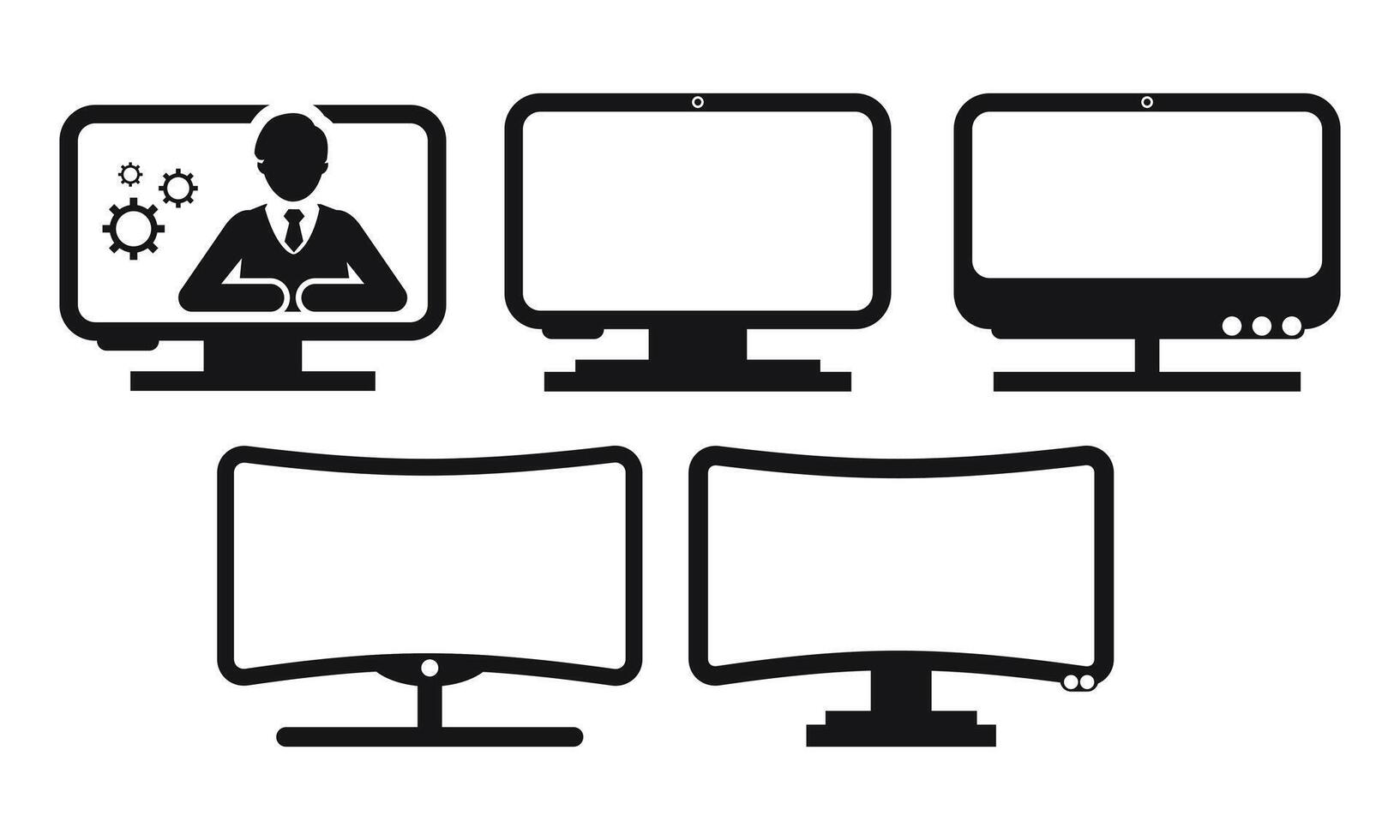 Workstation Icon with Multiple Computer Monitors and Laptop Display vector
