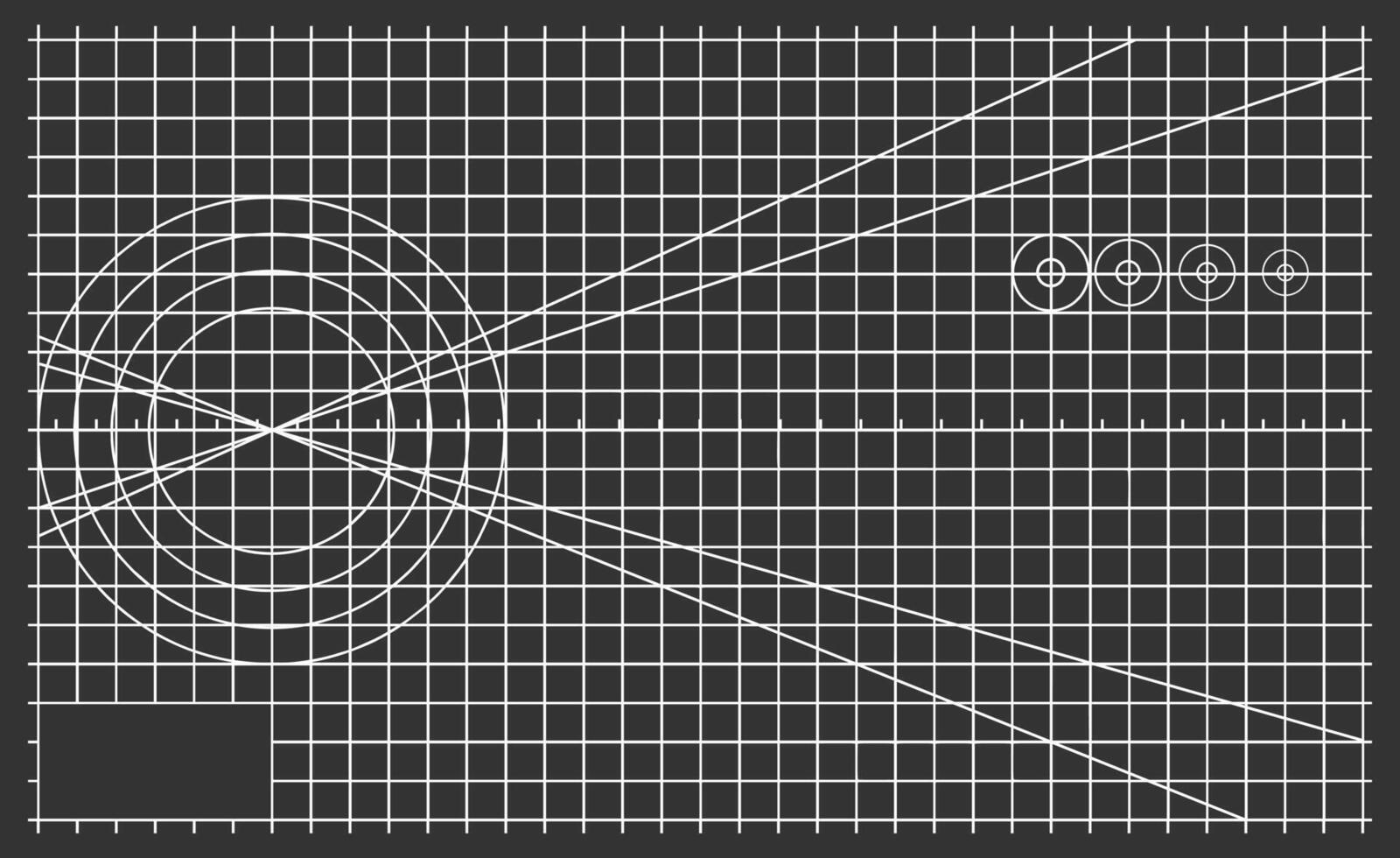 Black Cutting Mat with White Grid Lines and Geometric Shapes vector
